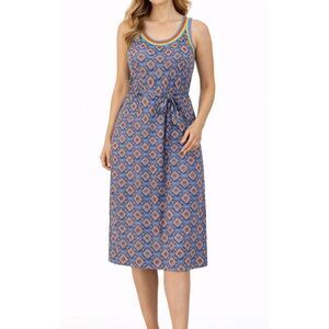 Boden geometric scoop neck tie waist dress size 4